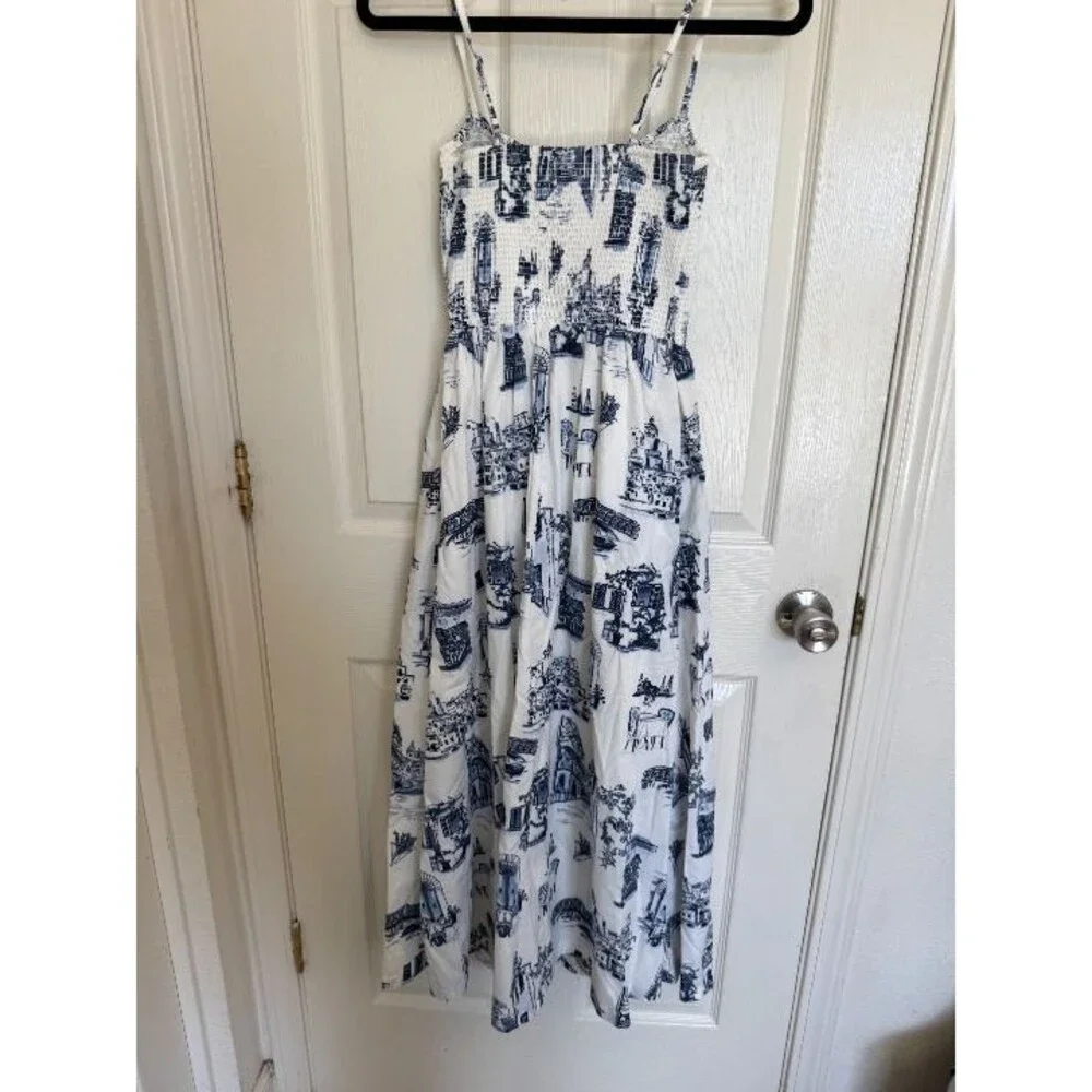 NWT Abercrombie & Fitch Women's Dipped-Waist Smocked Midi Dress